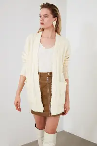 Вязаный кардиган с карманами в рубчик TWOAW21HI0295