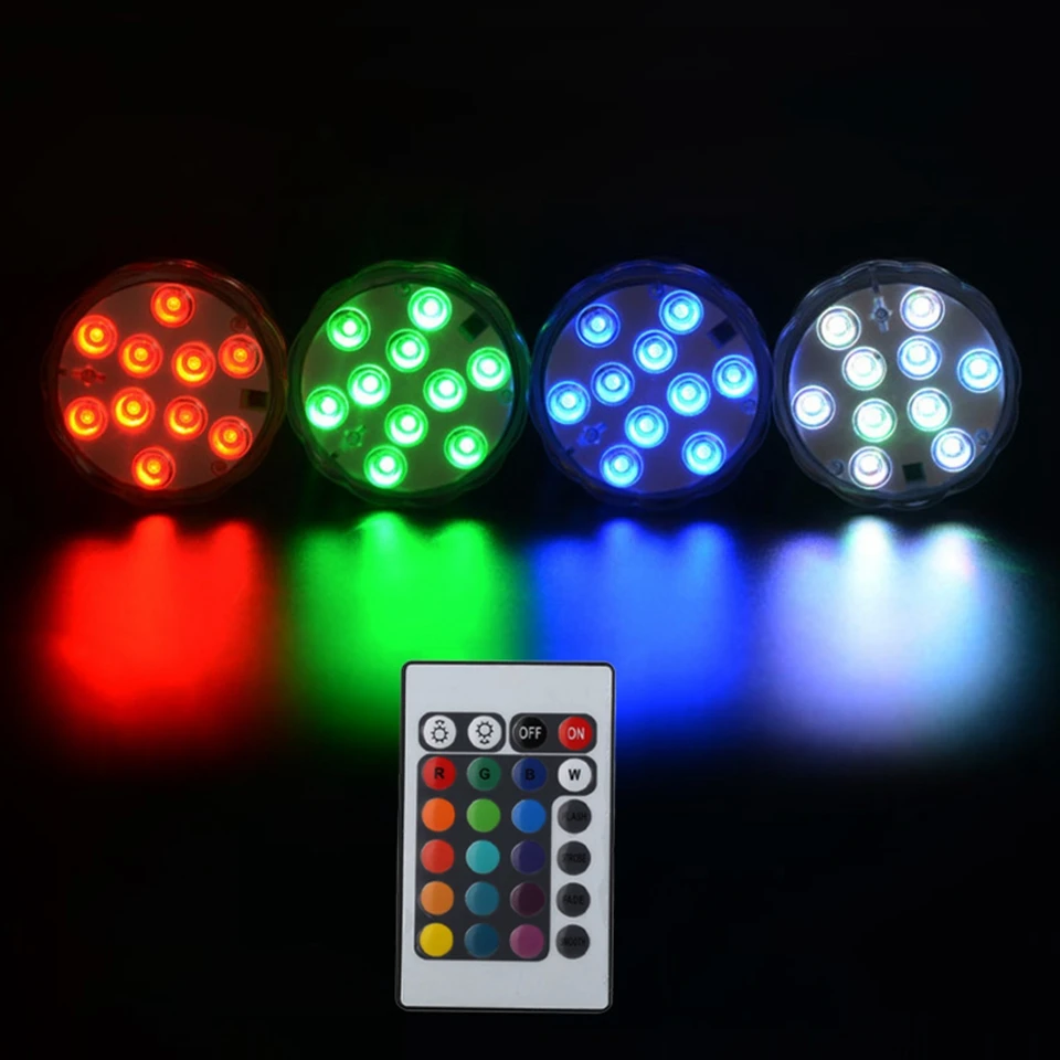 Погружной светильник RGB с дистанционным управлением 10 светодиодов подводный