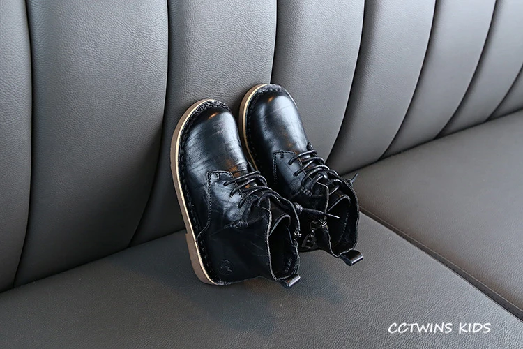 CCTWINS Kids Shoes Autumn Fashion Girls Black Martin Boots Boys Real Leather Dress Shoes Children Retro Casual Boot MB021