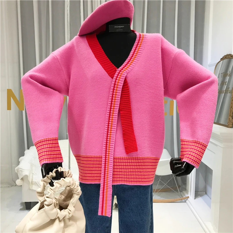[EWQ] 2020 Весенняя Новинка пуловер с v образным вырезом и длинным рукавом популярные