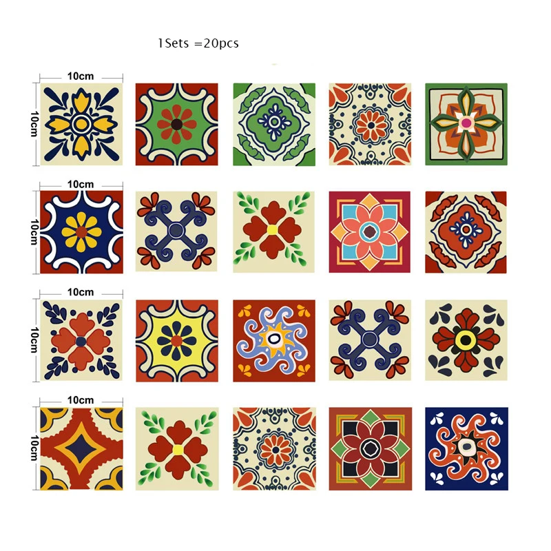 

Peel and Stick Tile Bohemian Style Wall Stickers Kitchen Tiles Countertop 3d Bathroom Sets Adhesive Tiles Floor Stickers