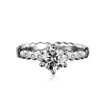 

Fashion Six-claw Micro-set Zircon Diamond Ring Trendy Temperament 1 Carat Moissan Diamond Engagement Luxury Ring TJZ193