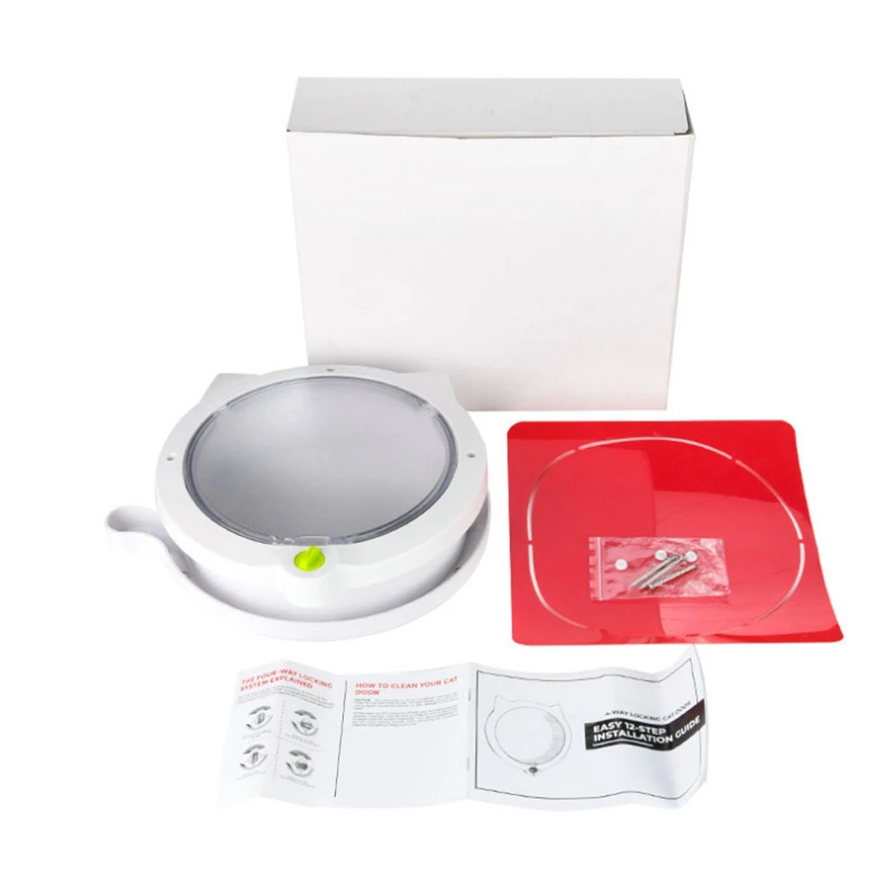 

4-Phase Lockable Cat Flap Door Abs Safety Door For Dog Cats Kitten Puppy Small Pet Plastic Gate Pet Supplies White Black Easy I