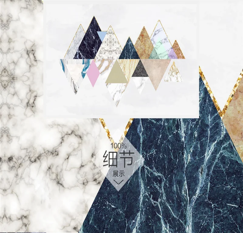 Настенные 3D обои на заказ Скандинавская Минималистичная мраморная строчка