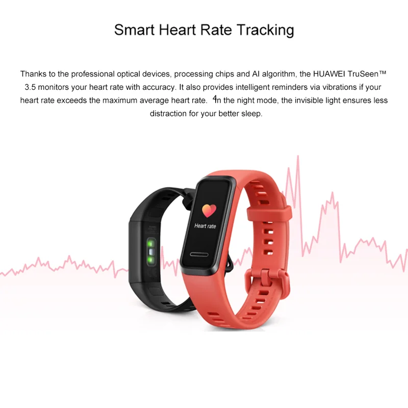 Оригинальный Смарт-браслет Huawei Band 4 с функцией измерения пульса и уровня