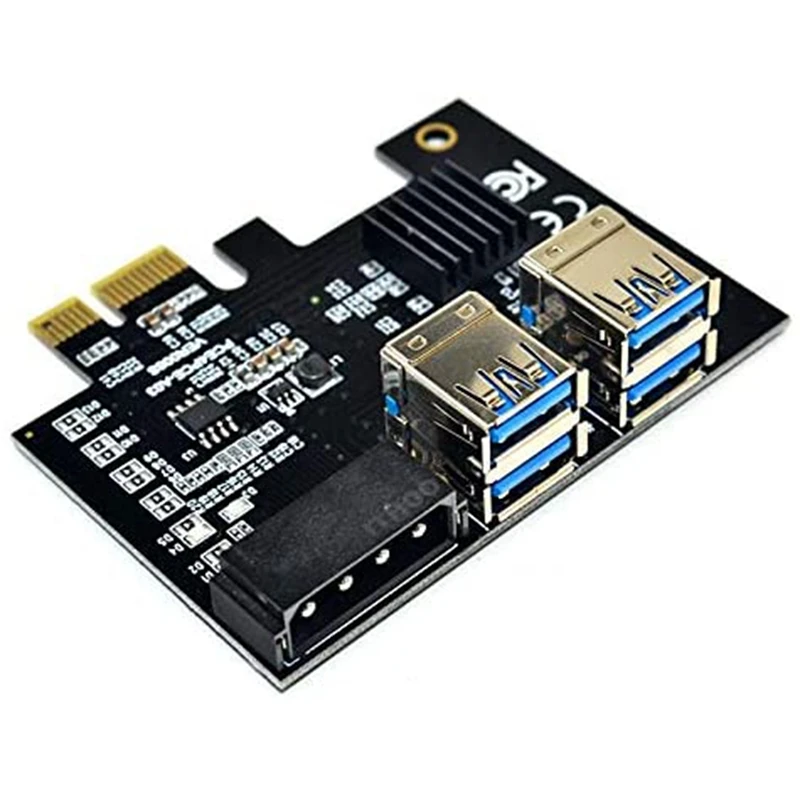 Райзер-карта PCI-E от 1 до 4 1X 16X 4-портовая двухслойная Плата расширения USB3.0 для