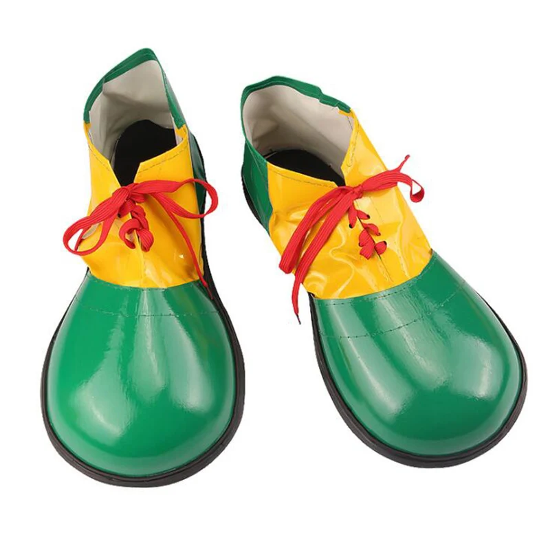 Halloween Funny Colorful PU Clown Shoes Adults Magic Cosplay Shoes Performance Costume Props Masquerade Party Dress Up Decorate - Цвет: Зеленый
