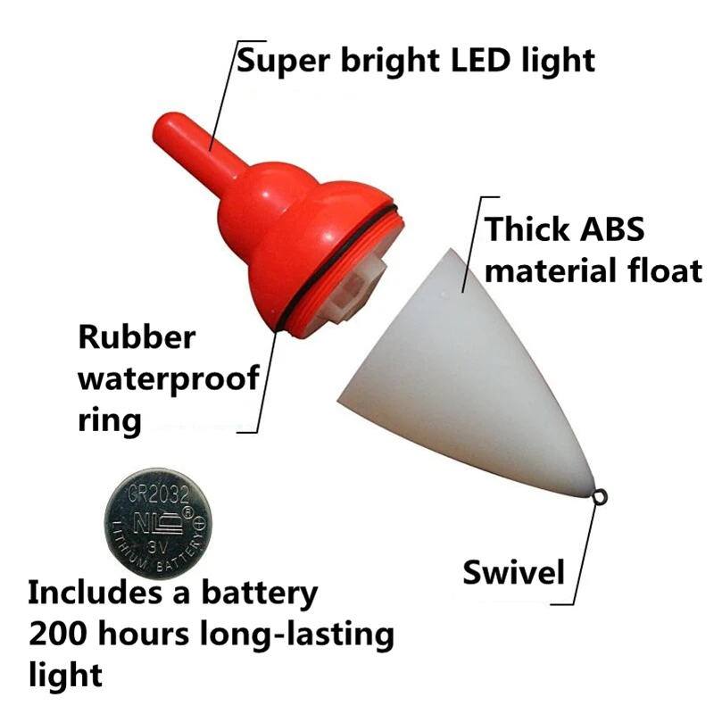 Светодиодный электронный поплавок для рыбалки морской рок пластиковый