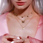 Ожерелье модное ювелирное изделие универсальное массивное ожерелье с подвеской-бабочкой многослойное ожерелье готическое ожерелье для женщин оптовая продажа