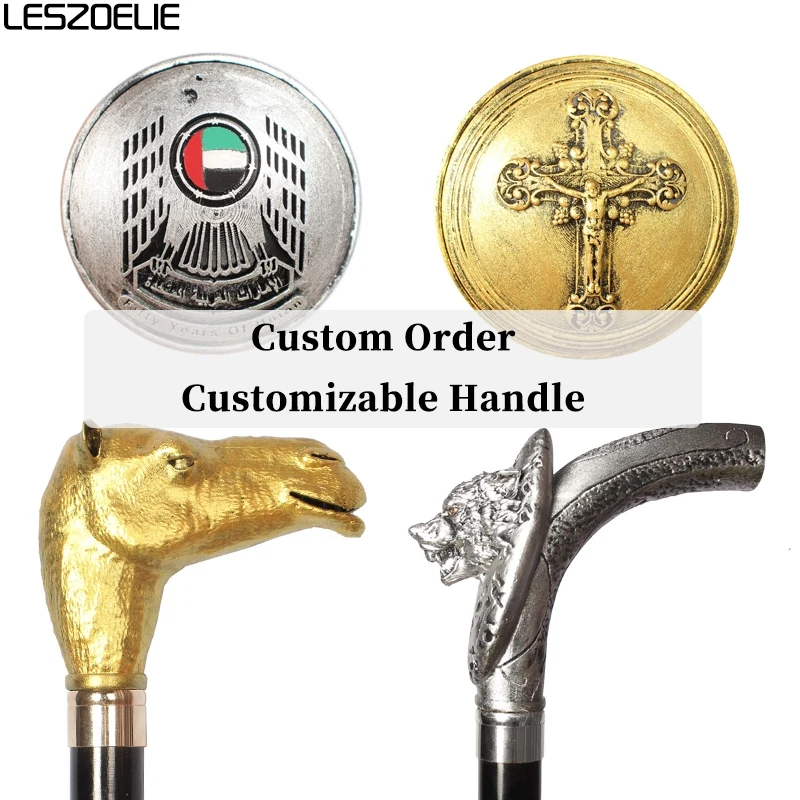 

Золотистая и серебристая ручка для ходьбы, уникальные декоративные трости для ходьбы с настраиваемыми узорами, съемная деревянная трость