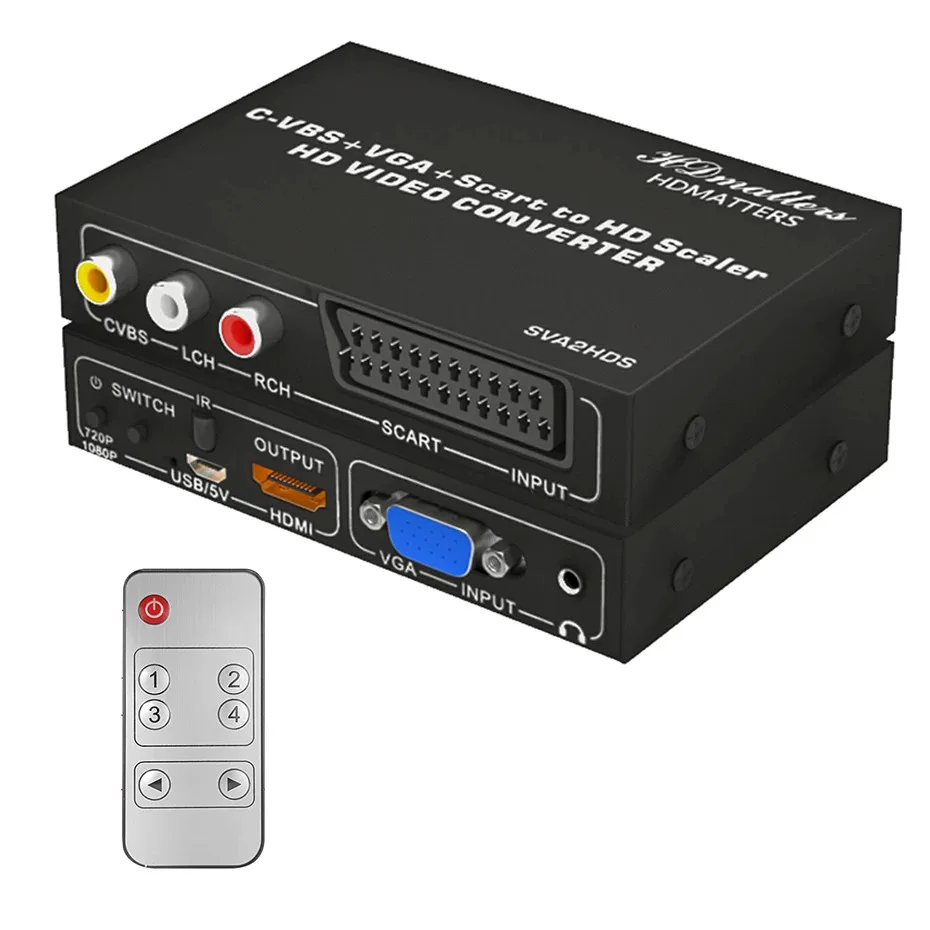 

RGB Scart to HDMI-compatible scaler Mixed inputs composite AV VGA Scart to Scaler Converter Switch 720P/1080P for wii DVD