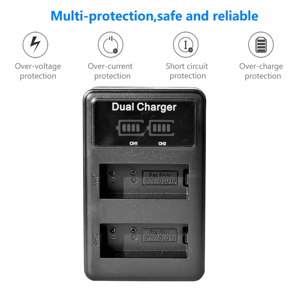 3x Батарея + USB Dual Зарядное устройство для цифрового фотоаппарата Panasonic DMW-BLG10E BLE9E