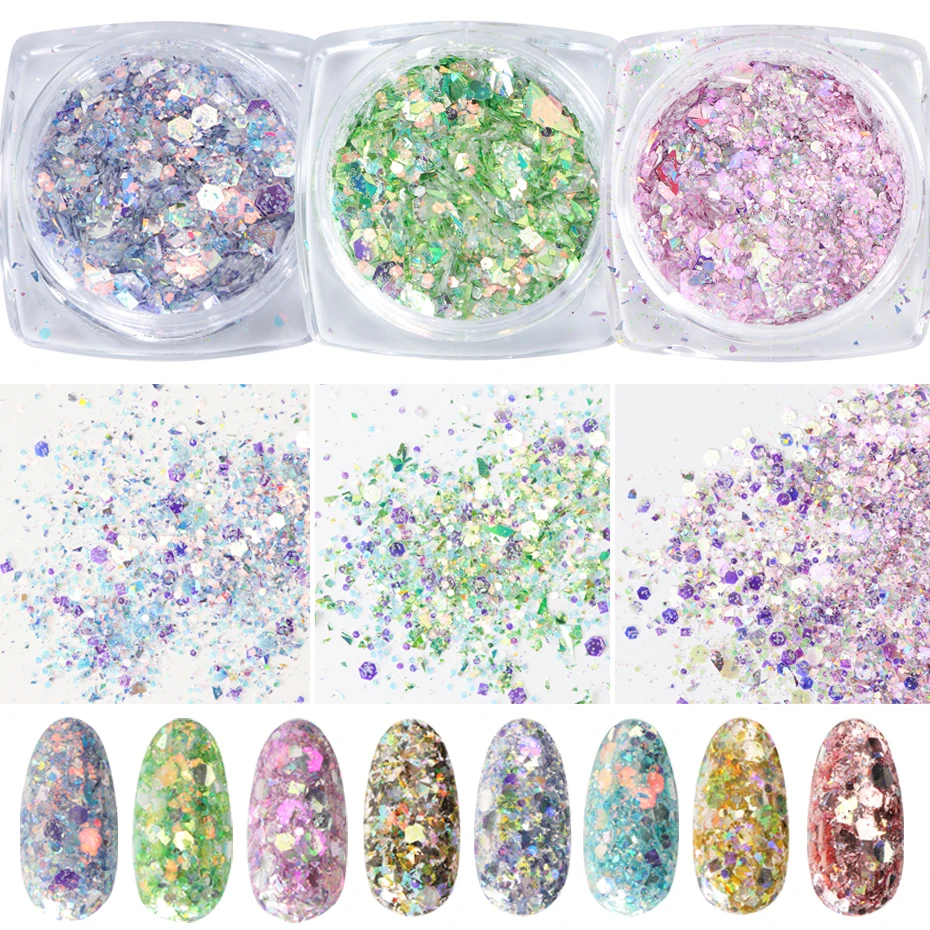 1 коробка блестки для ногтей в виде русалки блестящий порошок градиентный дизайн