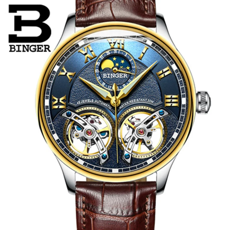 Часы BINGER Мужские механические оригинальные брендовые автоматические