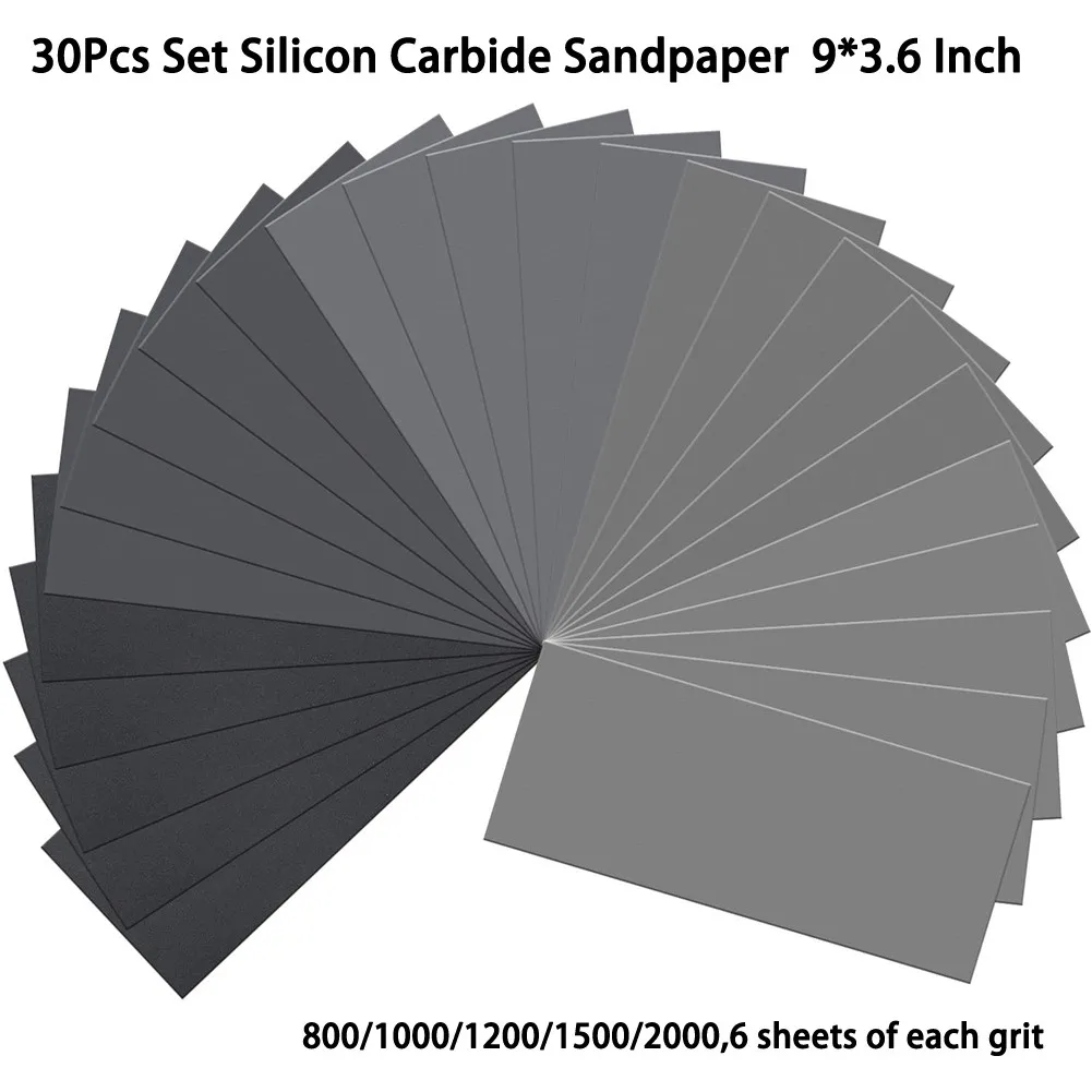

30Pcs Set Black Silicon Carbide Sandpaper Wet Dry Sandpaper For Wood Polishing For Automotive Sanding Wood Furniture Finishing