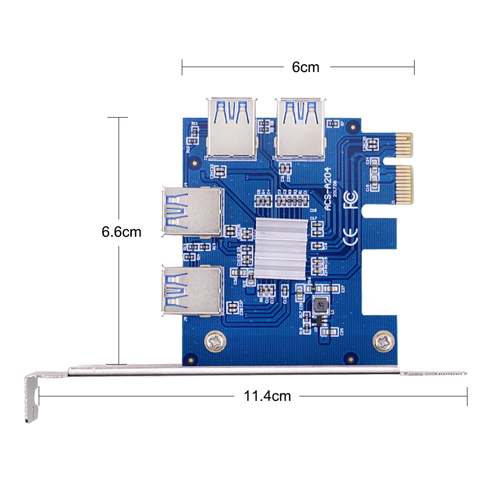 PCIe от 1 до 4 16X Riser Card PCI-E 1X USB 3 0 Adapter Port Multiplier для BTC Bitcoin Miner Mining | Компьютеры и офис