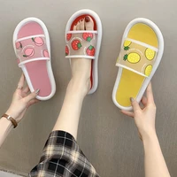 summer women cute cartoon fruit strawberry peach slippers girls transparent bathroom slides ladies casual soft bottom home shoes