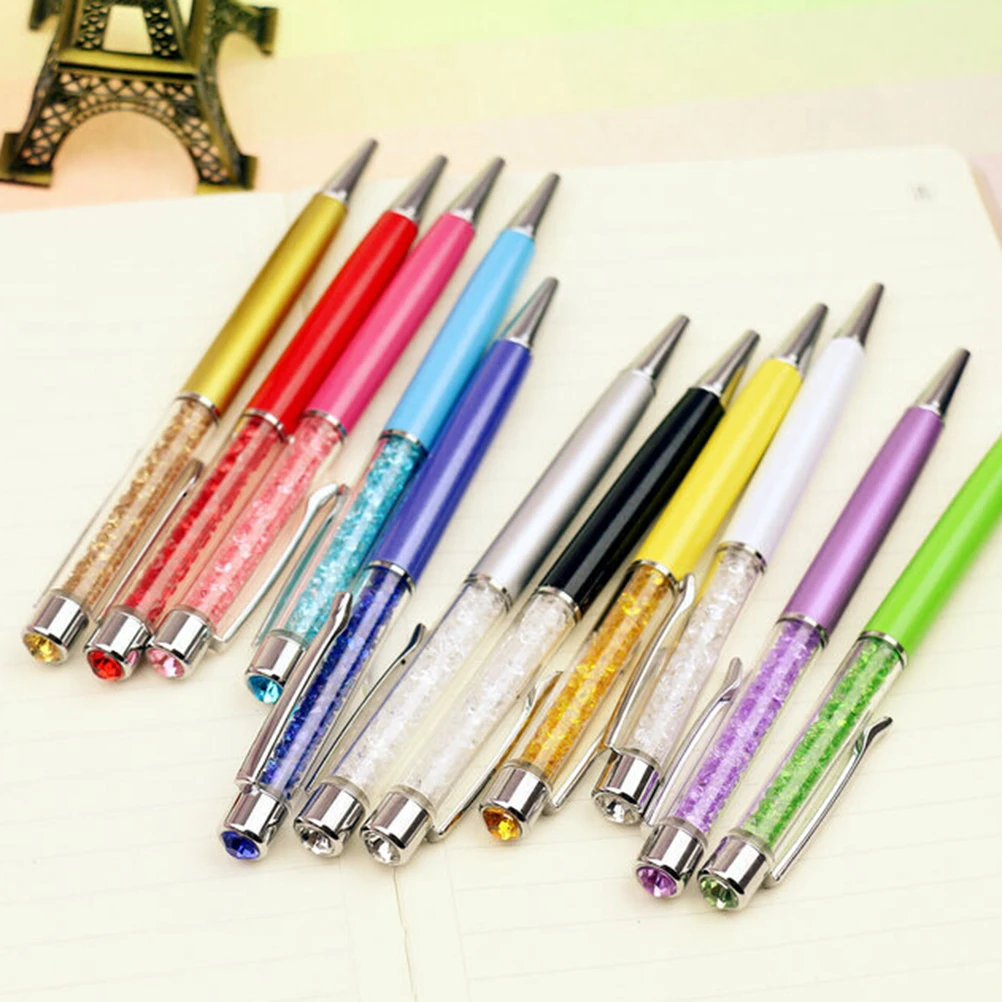 Металлические фирменные шариковые ручки с верхним блестящим алмазным