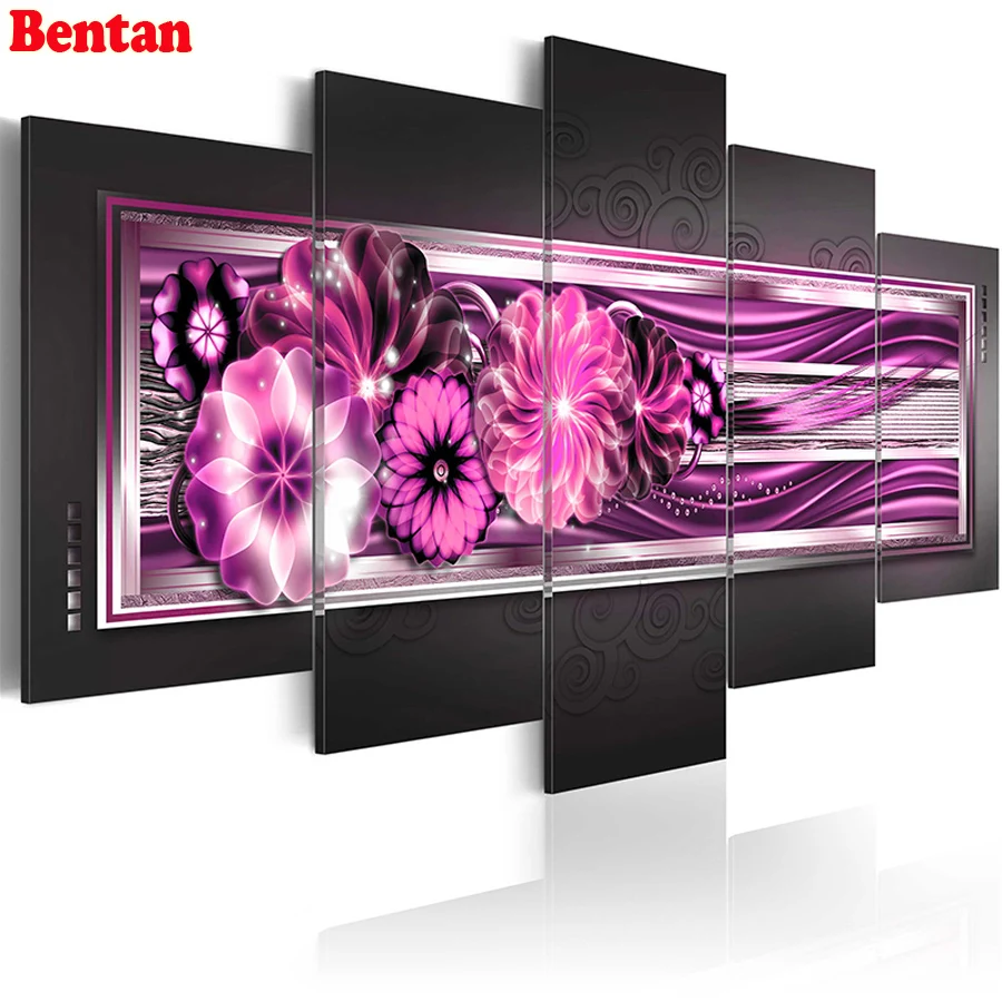 

Алмазная вышивка с абстрактным цветком, квадратная круглая мозаика для гостиной, 5 шт., 2020