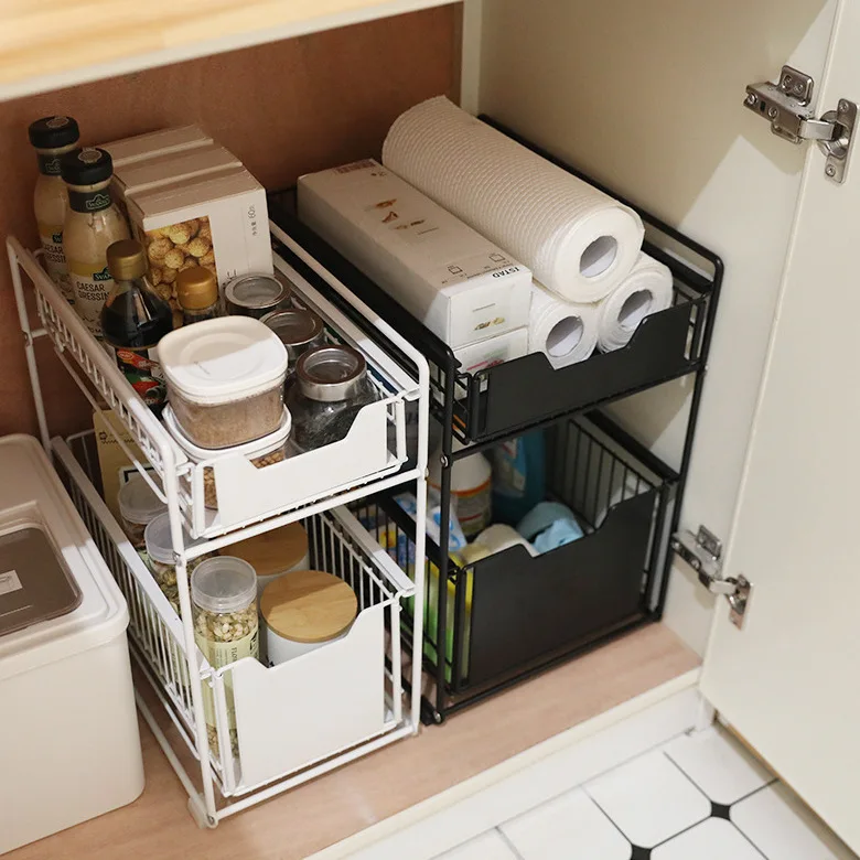 

Кухонная полка для раковины напольный шкаф с выдвижными ящиками, многослойная рама, кухонные предметы, кухонный органайзер и хранилище