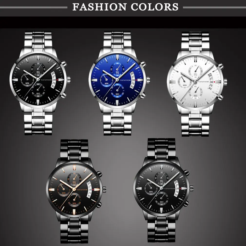 Часы наручные мужские Кварцевые водонепроницаемые из нержавеющей стали в