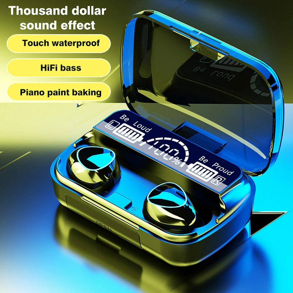 

M10 Bluetooth 5.1 Wireless Earphones Tws with Charging Box 2200mAh 9D Stereo Sports Waterproof Earbuds Headsets With Microphone