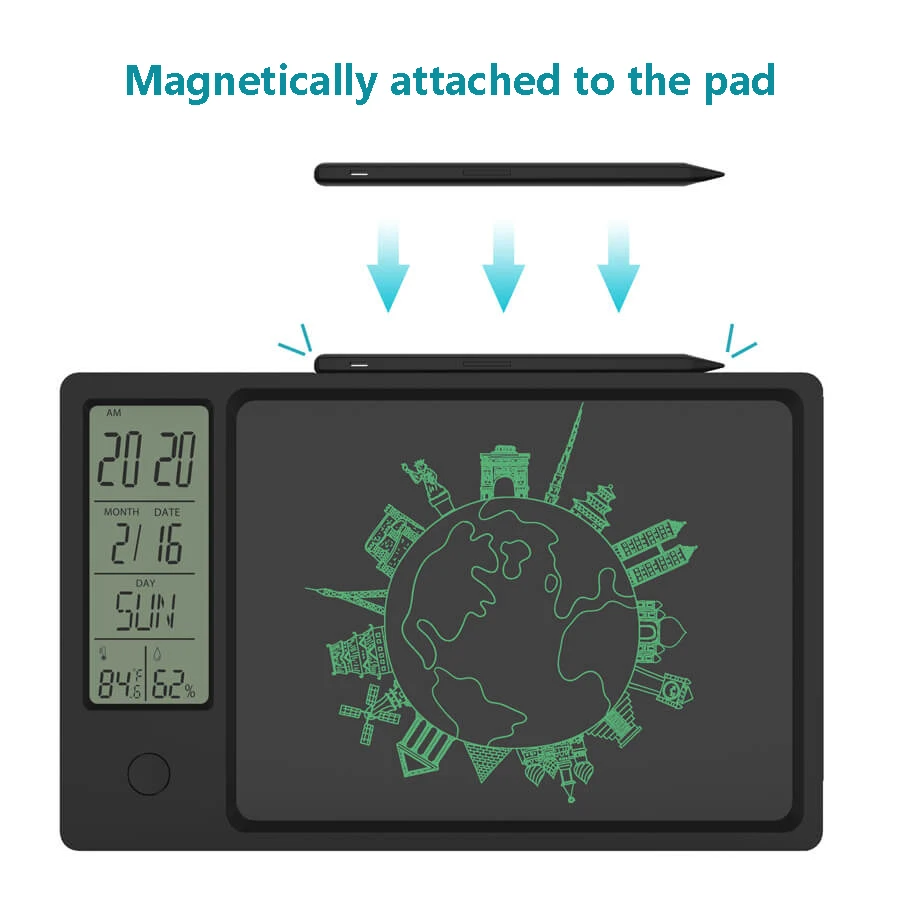 

Планшет Графический электронный с ЖК-дисплеем и будильником, 10 дюймов
