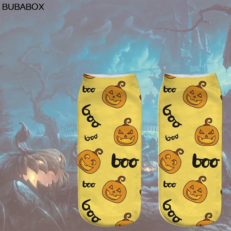 Новинка 2020 носки на Хэллоуин Женские Смешные с веселым принтом замка тыквы