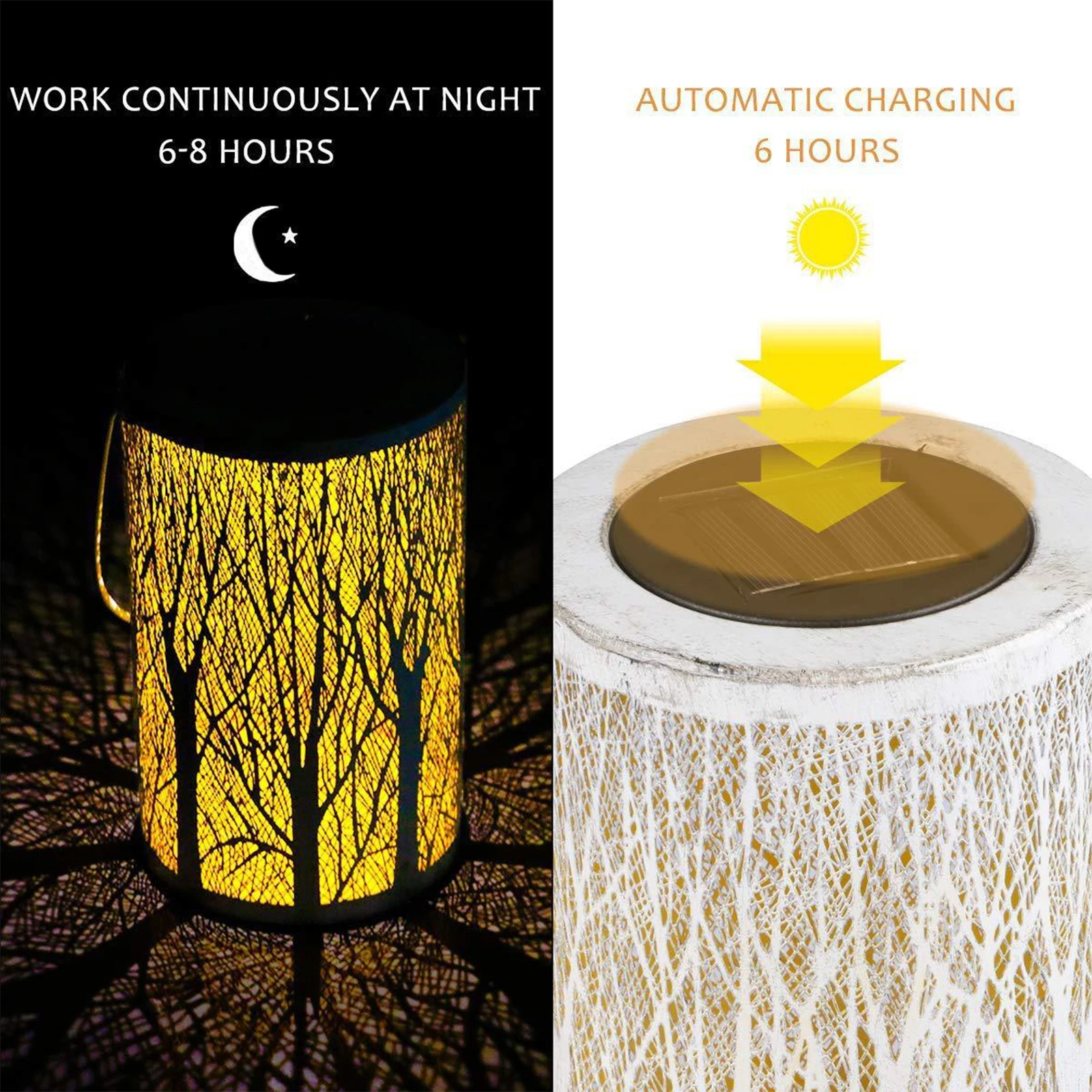 

Solar Hanging Lantern Lights, Cylindrical Atmosphere LED Lamp, Waterproof Iron Art Decorative for Outdoor, Patio, Garden, Backya