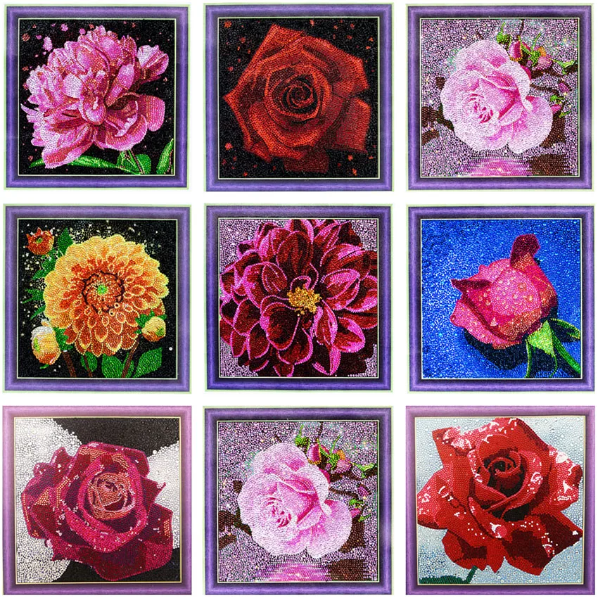 

DIY Diamond Painting Kits for Adults Full Crystal Drill Embroidery Cross Stitch Mosaic Making SuppliesColorfulRoses Canvas Art