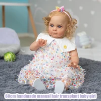 60cm handmade high quality reborn toddler maggie detailed lifelike painting rooted long curly hair collectible art doll doll toy