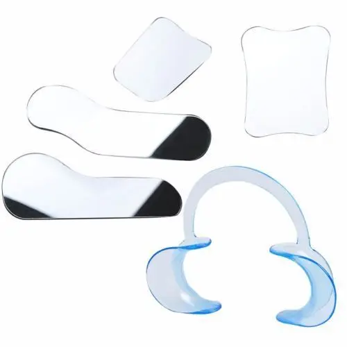 

4 шт. Стоматологическая Ортодонтическая страховочная полоса 1-Сторонняя SS фотографического зеркала + 2 шт. Ретракторы для щек типа C