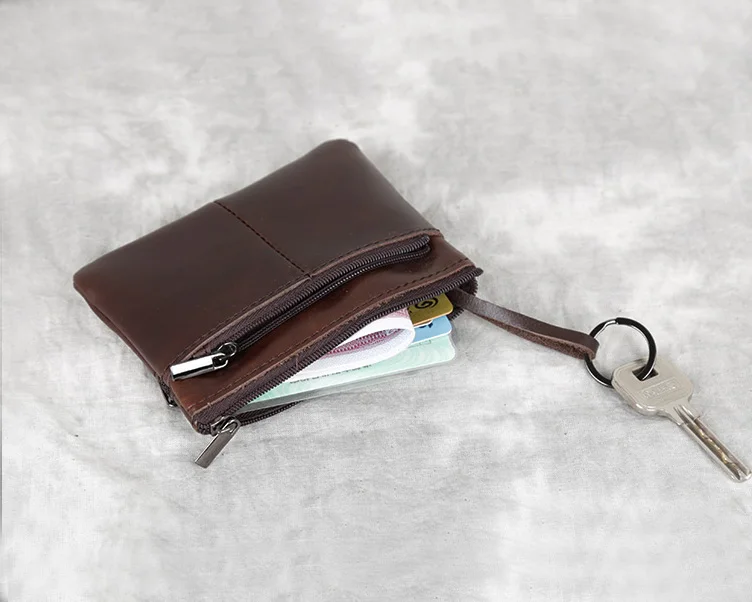 Мини-кошелек Unsex из натуральной кожи для мужчин и женщин на молнии дизайн 2019