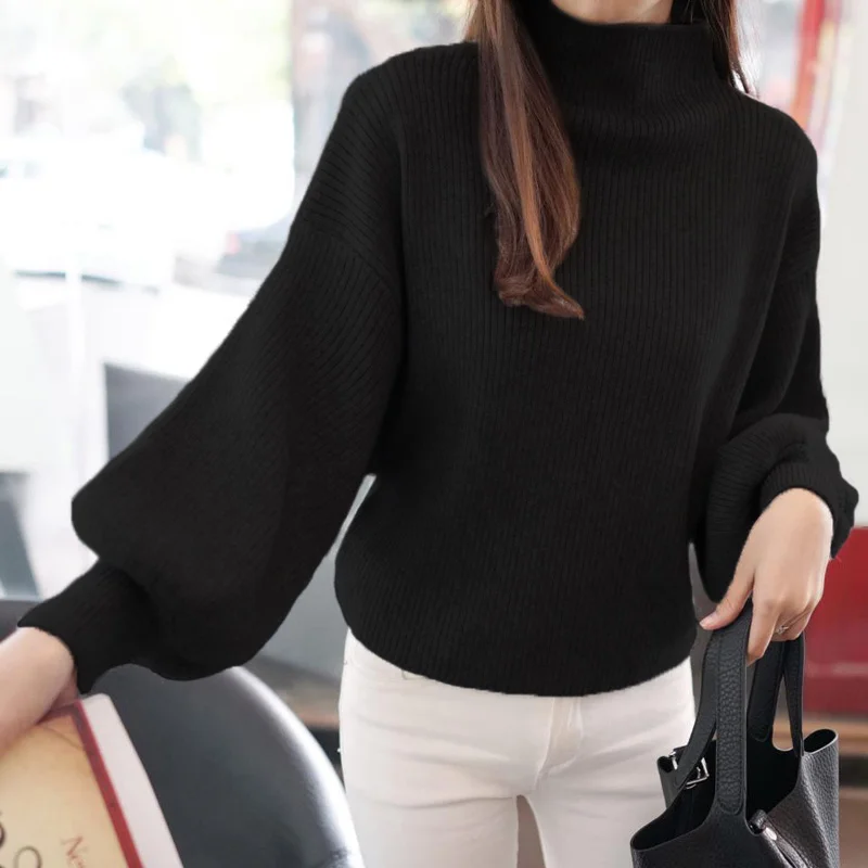 Loose Knitted Sweater Fashion Turtleneck Batwing Sleeve Pullovers Female Tops Winter Women Sweaters Fall 2022 Jumper 6340 | Женская