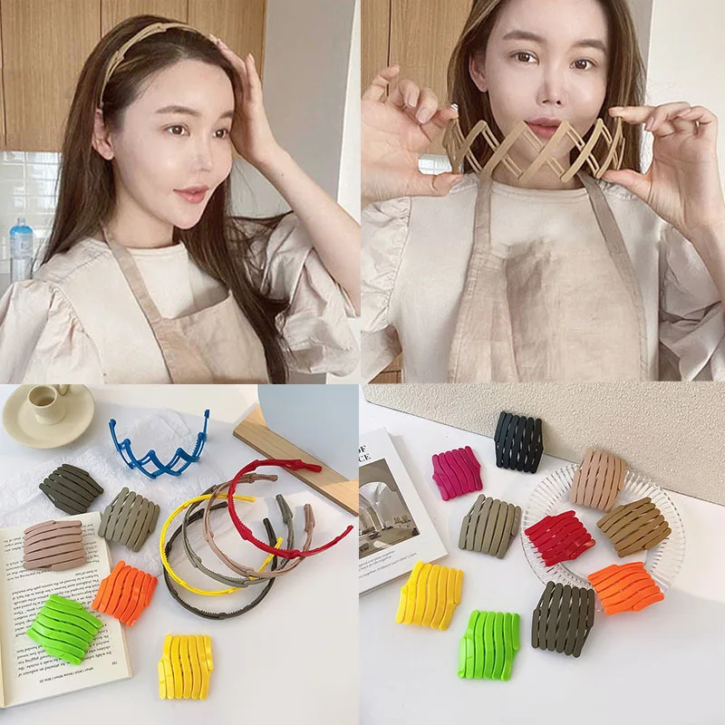 Обручи для волос корейские женские модные однотонные складные нескользящие