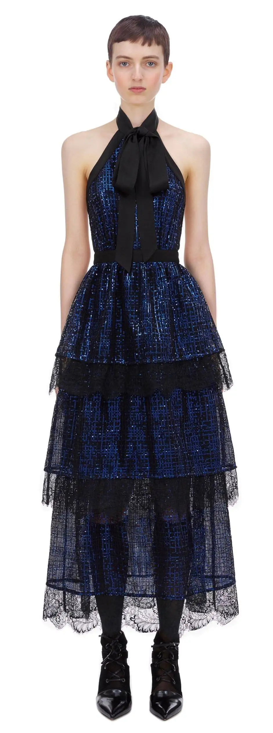 2019 Новое Осеннее поступление изящный темно синий длинное платье сексуальное с