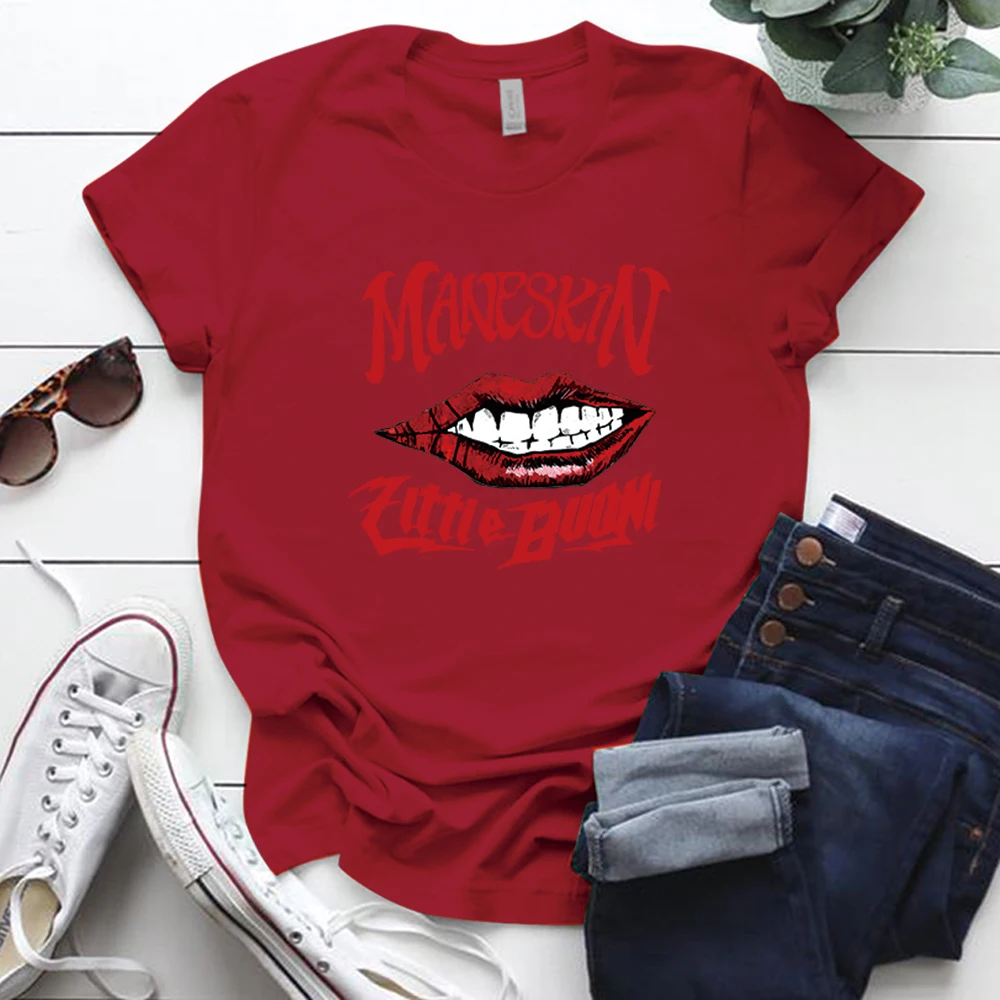 

Seeyoushy Maneskin Print Funny Women T Shirt Short Sleeve Summer Music Festival Tee Shirt Femme Loose Hip-hop Rock Tops Clothes