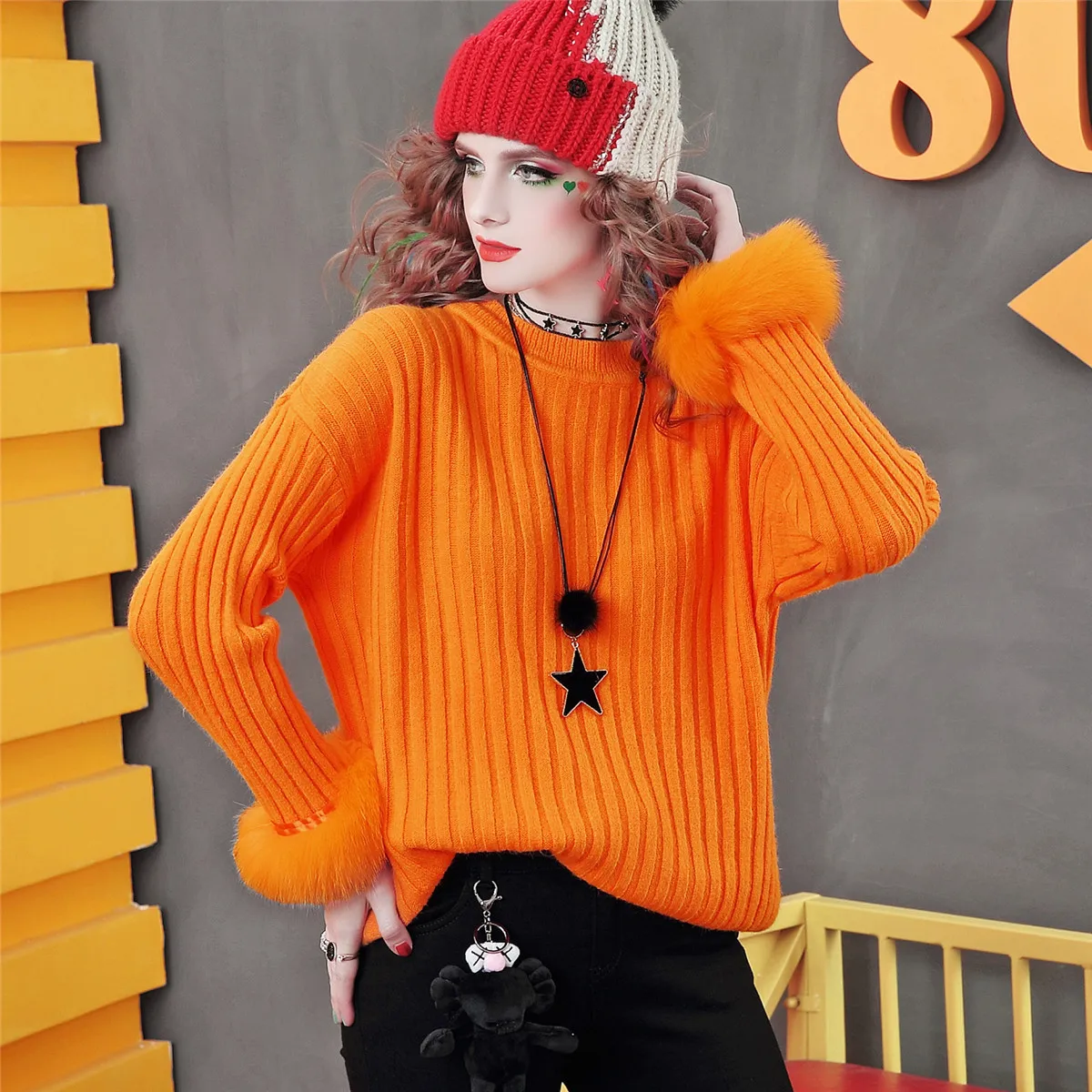 

Winter New 2020 Crew Neck Pullover Candy Color Christmas Festive Sweater Female Fashion All-match Lady Clothes