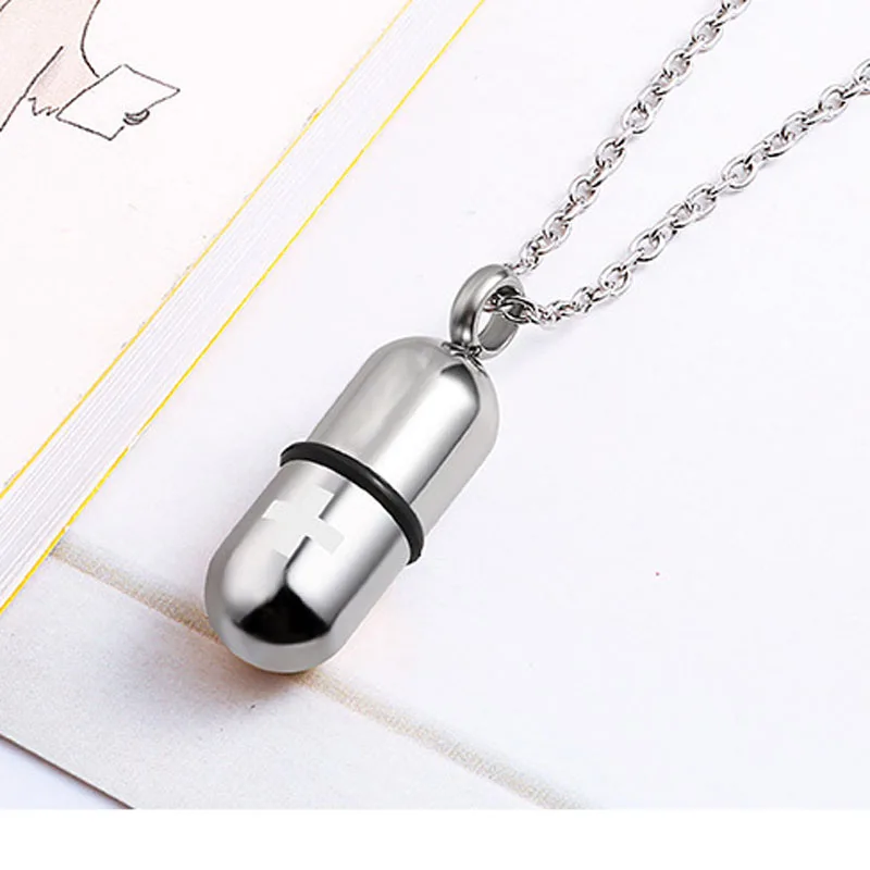 Подвеска из нержавеющей стали ожерелье капсулы с таблетками открывающийся