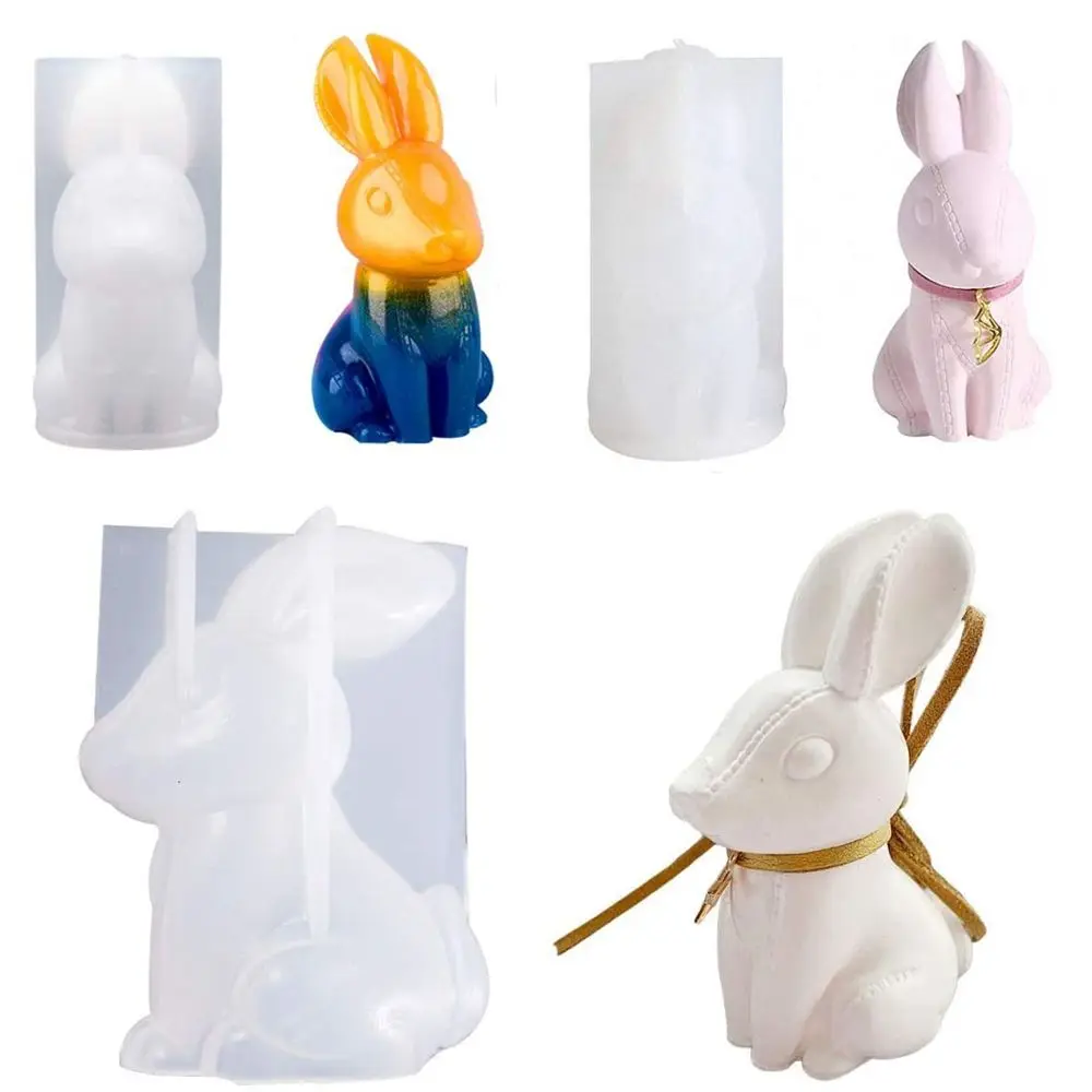 

Cute 3D Easter Rabbit Silicone Mold DIY Clay Mold Durable Bunny Casting Mould Candle Mold Home Decoration Tools