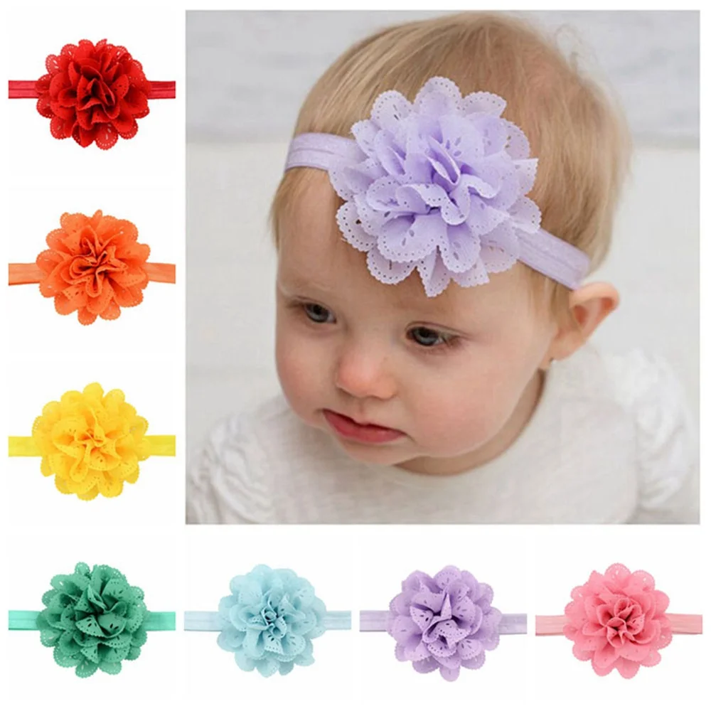 

New design beautifu handmade headband with elastic newborn headband with flower 579