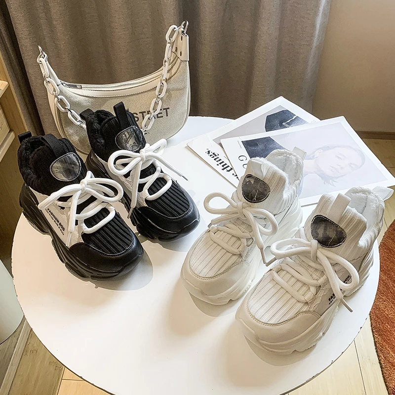 

2021 Women's Winter Boots Punk Shoes Black Platform Ankle Boots Motorcycle Boots Leather Lace-up Bright Boots Botas Mujer