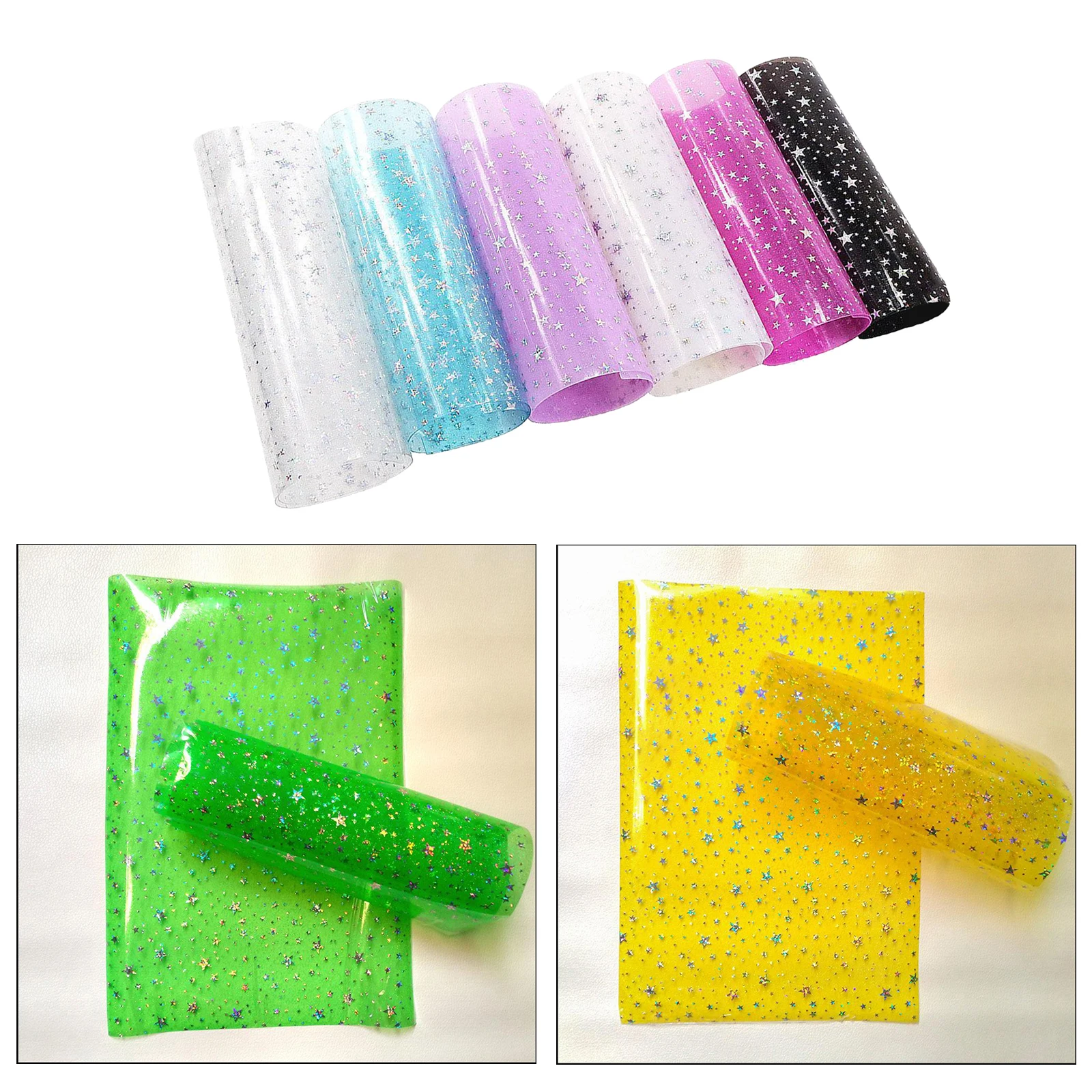 

Transparent Iridescent Fabric Vinyl Holographic for DIY Bag Hair Bow Crafts