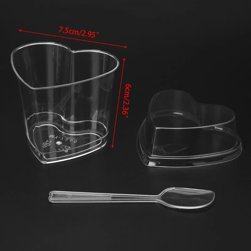 10 шт одноразовые твердые пластиковые муссы десертные кружка в форме сердца с