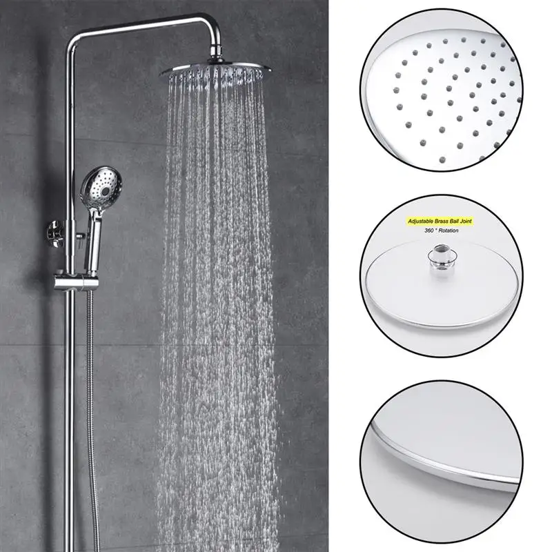 

9 Inch Large Rain Round Top Shower Head Chrome Finish With Swivel Ball Connection For Bathroom Hardware Supplies