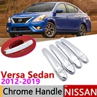 Хромированная накладка на дверную ручку для Nissan Versa Sedan, hiso, Almera, Renault Scala 2012  2019, аксессуары для автомобиля, наклейки, комплект отделки 2015 2018