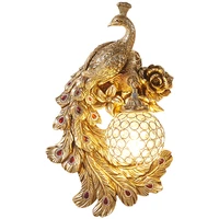 art deco peacock resin wall lamp gold vanity luxury bedroom holiday decorations for home wall sconce lamp mirror light c449