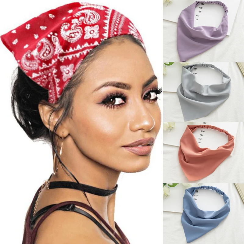 Hair Scarf Headband Satin Triangle Head Kerchief Oil Smoke Proof Head Scarf Hair Protection Bandanas