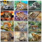 Полноформатнаякруглая Алмазная вышивка 5D леопардовые животные Алмазная Живопись Вышивка крестом Стразы мозаика домашний Декор подарок