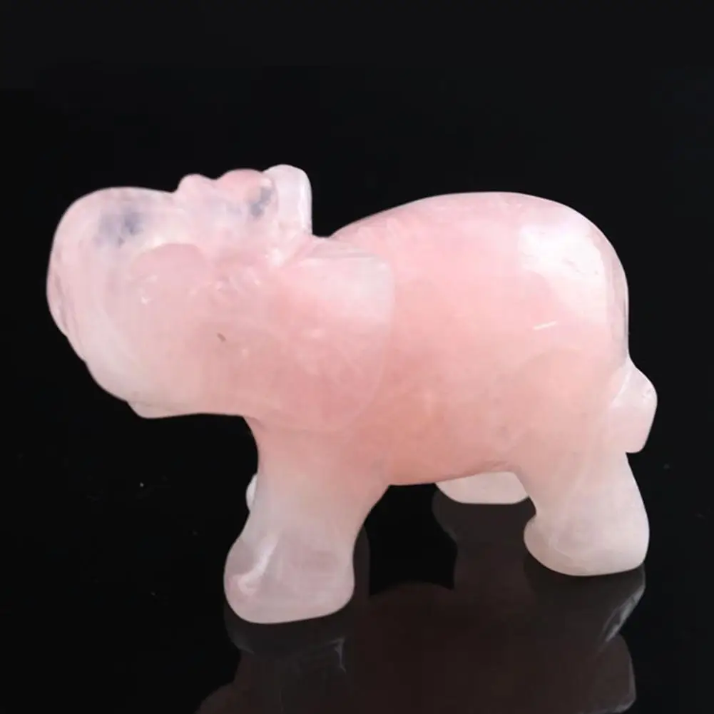 Статуя слона резной натуральный хрустальный камень полированный кварц
